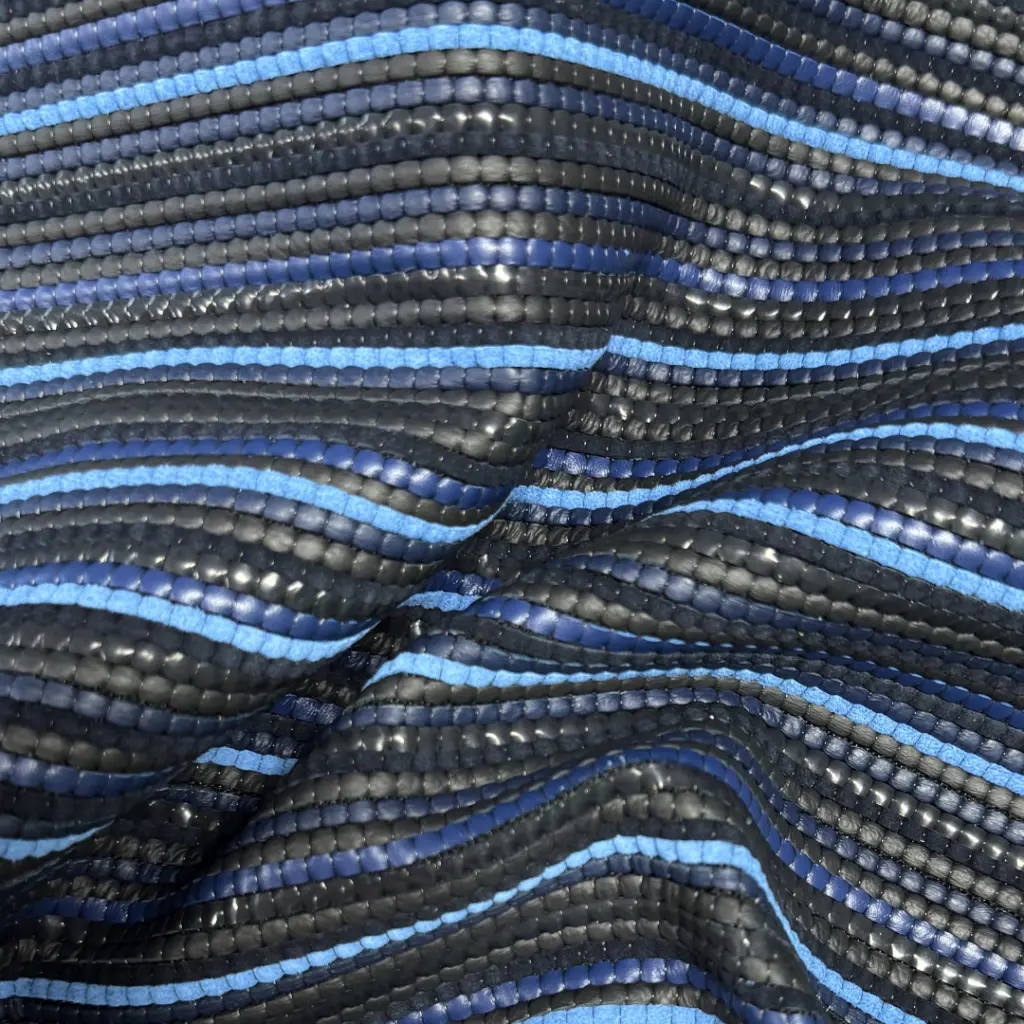 Toile de Veau tressé bi-aspect velours et lisse bicolore Bleu & Noir