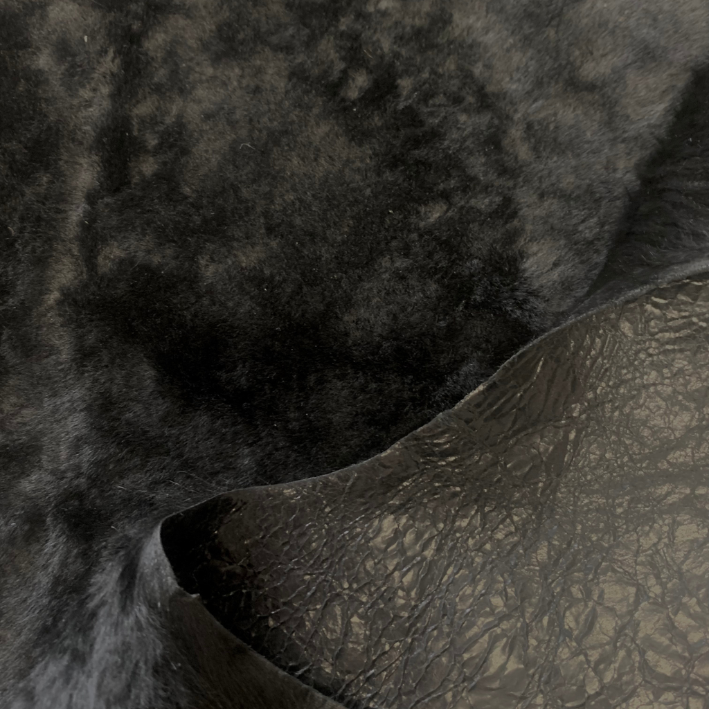Black Wrinkled Film Lined Lambskin