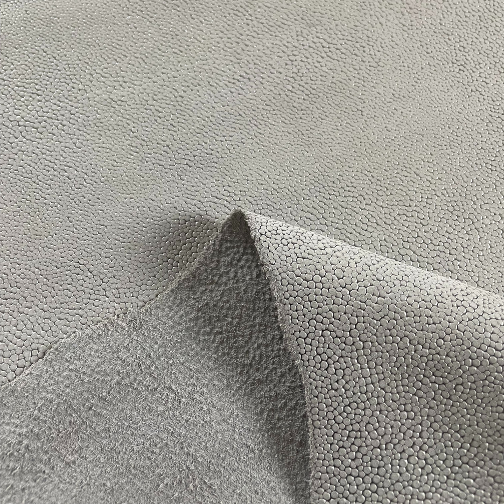 Shagreen Embossed Supple Nubuck Cowhide - Peral Gray and Dark Grey Colored