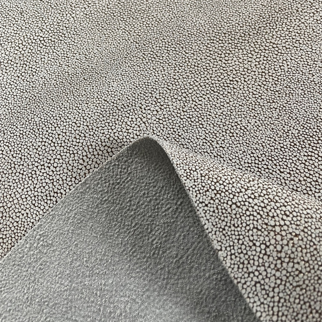 Shagreen Embossed Souple Nubuck Cowhide - Pearl Gray and copper colored