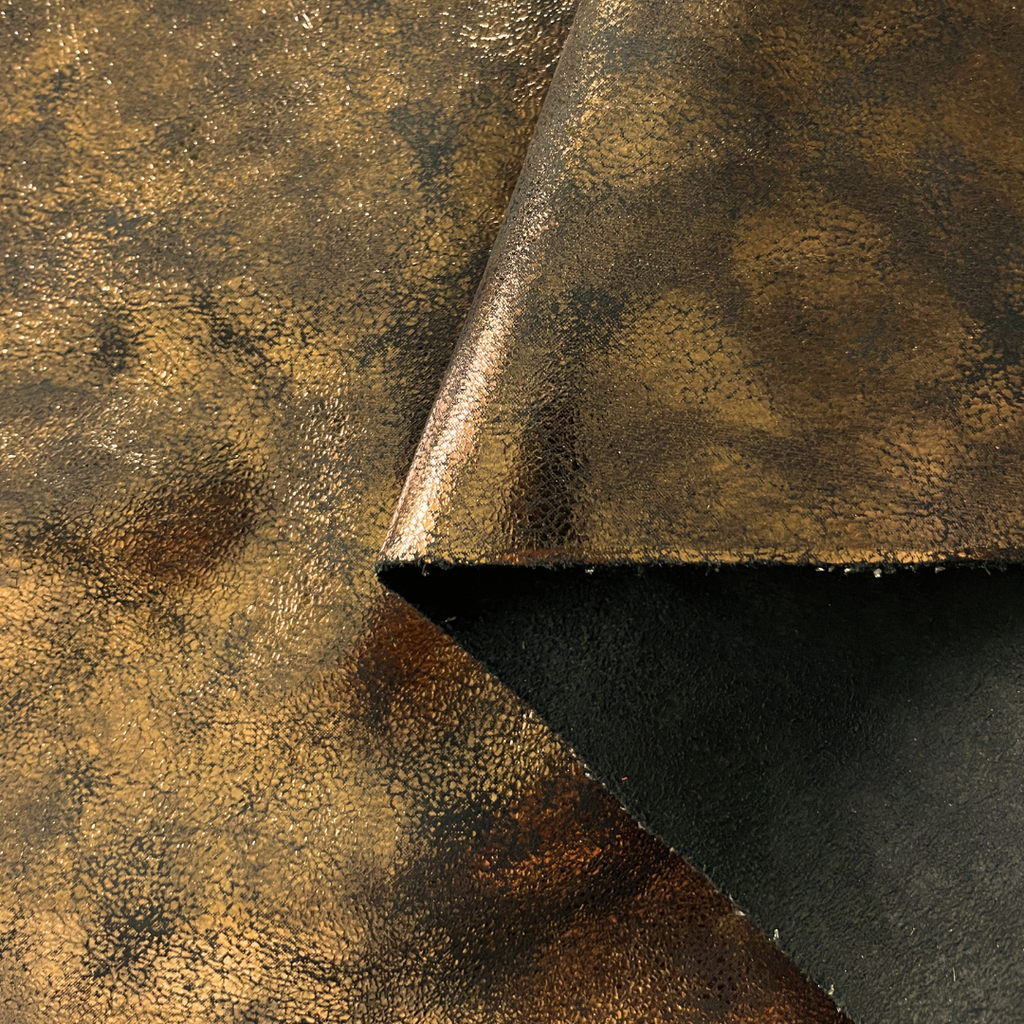 Cracked Metallic gold smooth & supple calfskin