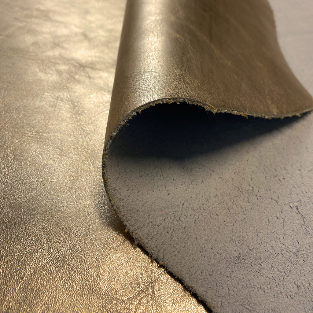 Champagne Gold Crinkled & Firm Metallized Calfskin