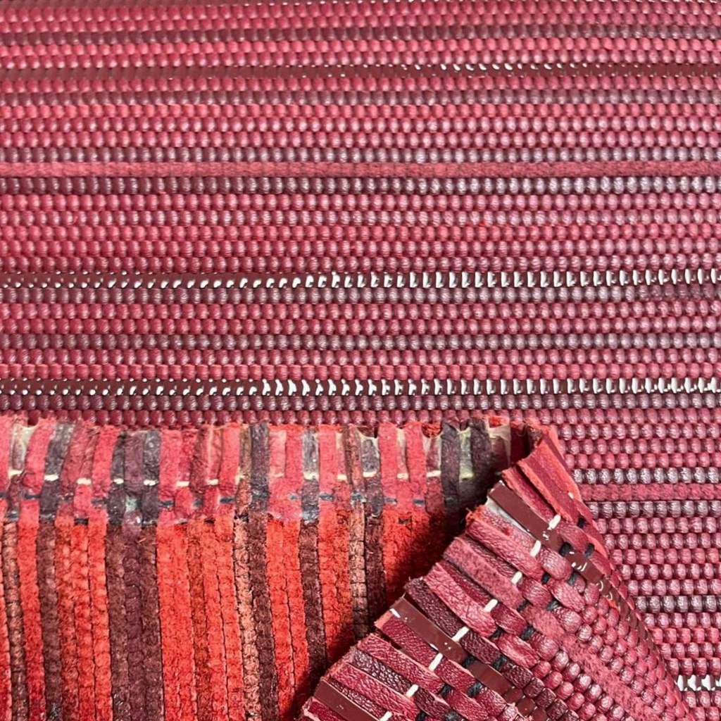 Toile de Veau Tressé Rouge foncé - Rouge