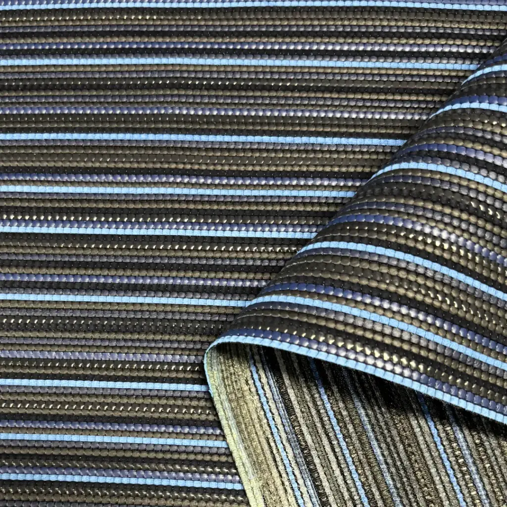 Two-tone Blue & Black Ribbed Braided Calfskin