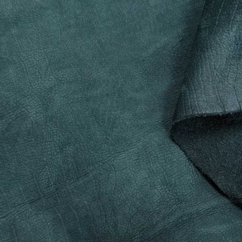 Taurillon Nubuck Embossé croco Souple Vert sapin - demi peau