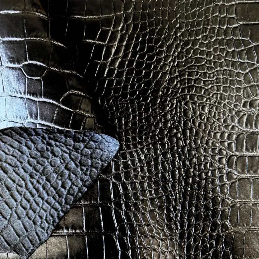 Black Supple & Croco Embossed Cowfskin