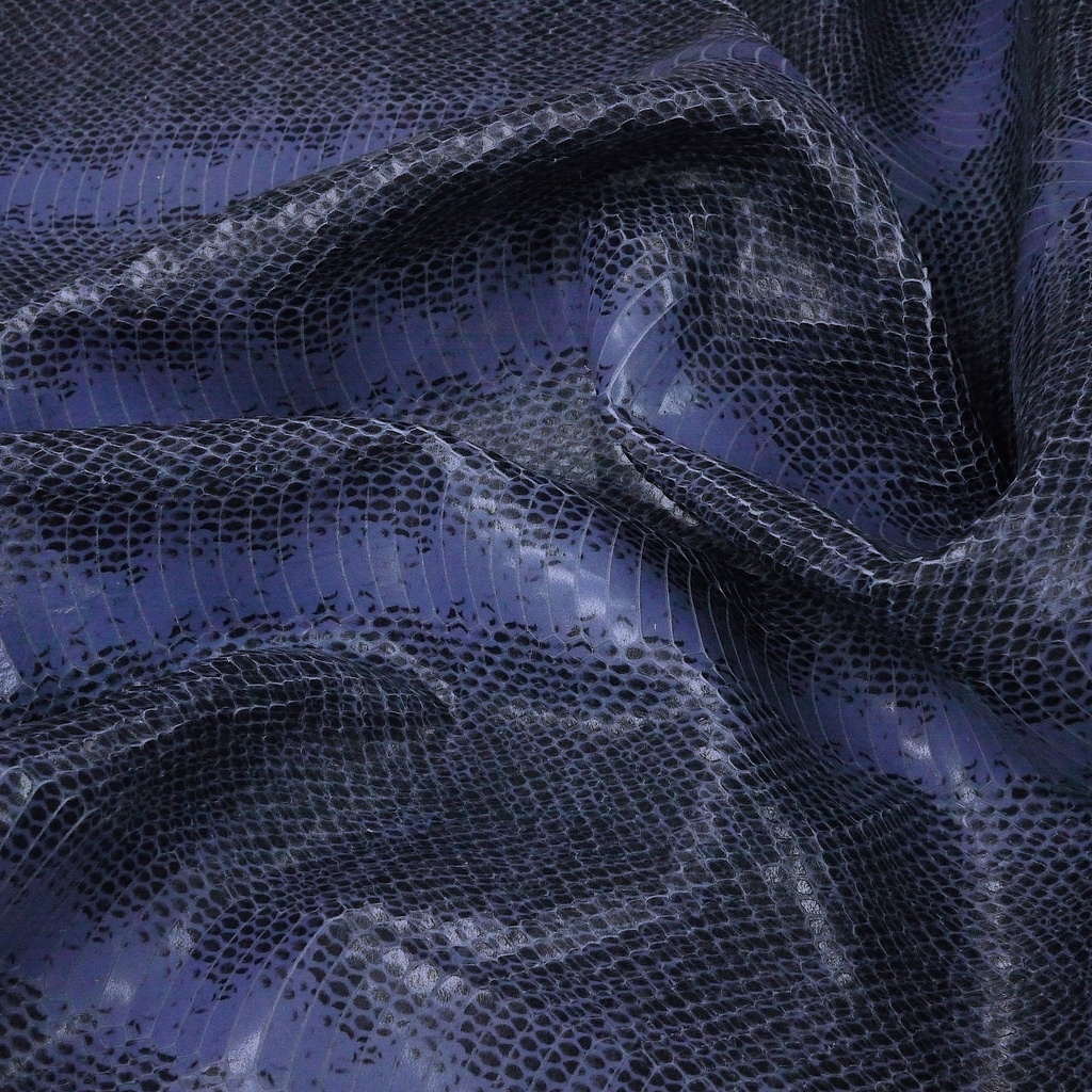 Blue/black supple & shiny python embossed calfskin