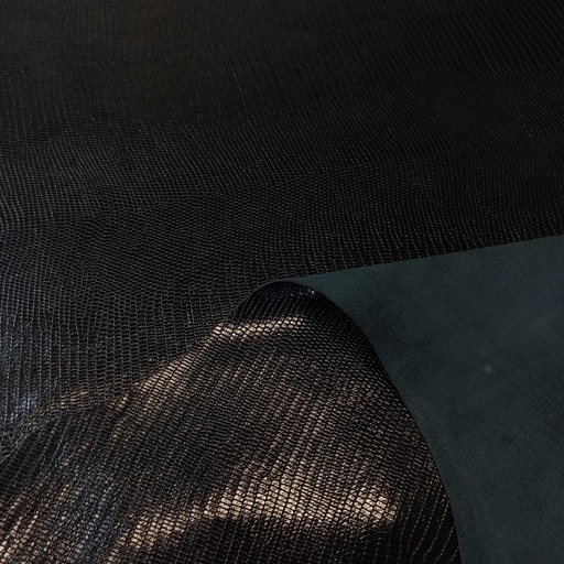 [BO-CF-EA-1N-00006] Black Supple & Lizard Embossed Deerskin