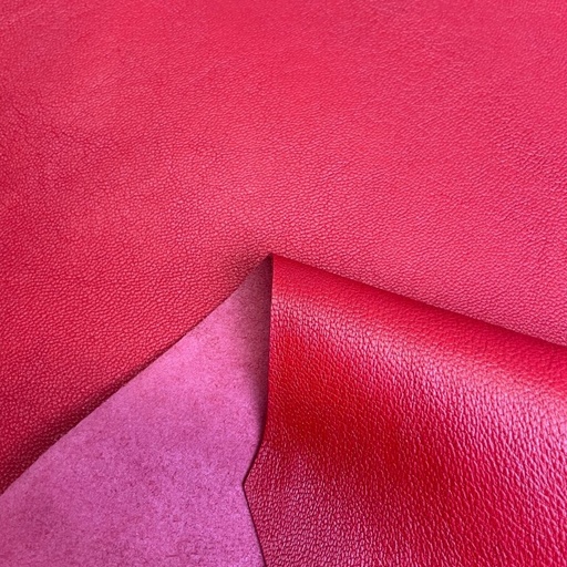 [MJ-CH-GR-2R-00007]   Chèvre Petit grain Souple Classique Rouge carmin