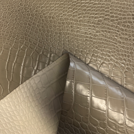   Veau Embossé Croco Back Cut Ferme Brillant Taupe foncé