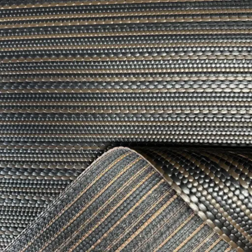 [TEX-NAC-TL-CU-1M-00011] Two-tone Brown & Black Ribbed Braided Calfskin